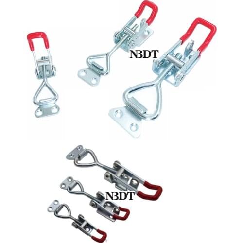 4Pcs/Lot Iron Zinc Plated 304 Stainless Steel Toggle Hasp Latch Clamp With Lock Hole U-shackle Trailer Industrial Tool Box