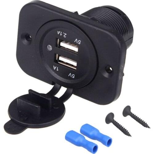 12V/24V Dual Port Car USB Charger Power Outlet For Ipad Iphone Car Boat Mobile Phones Led Car Motorcycle RV