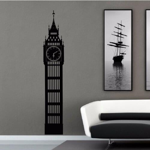 Big Ben Wall Decal London Skyline Silhouette Decals Murals City Design Interior Art Home Decor Office Living Room Bedroom