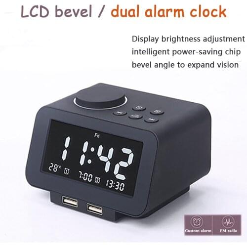 Alarm Clock Digital Electronic Smart Mechanical LED Dual Wireless Bluetooth FM Radio USB Charger Snooze Temperature Music Player