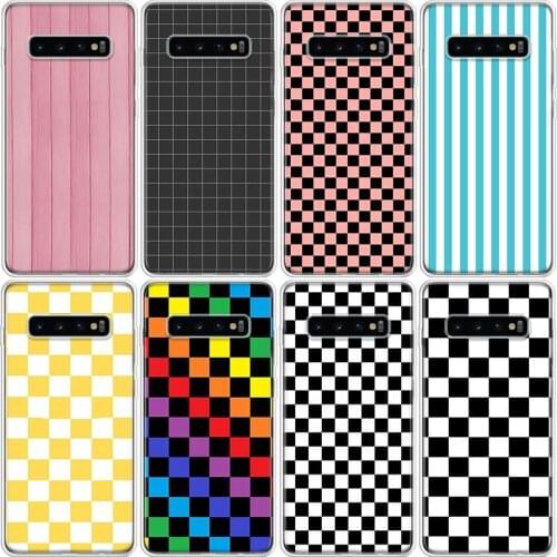Black white Yellow Grid Phone For Samsung Galaxy A52 A51 A71 A41 A21S A21 A11 A01 A81 S6 M30S M31 J8 J4 J6 Plus Case