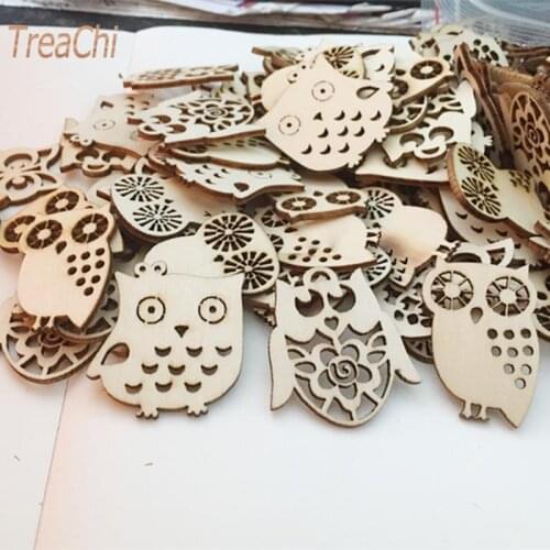 Laser Engraving Wooden Crafts Hollow Owl Small Pieces of Household Diy Decorations 10 Pcs/lot
