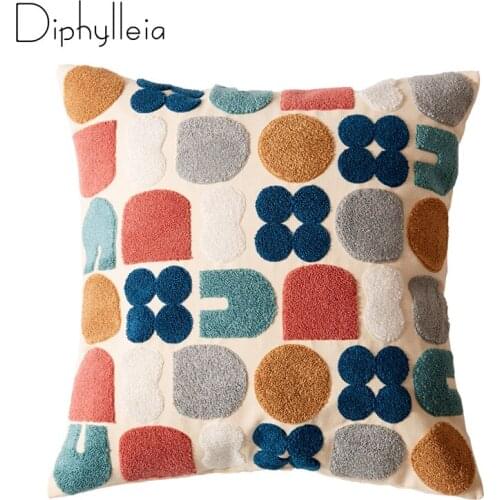 Diphylleia Modern Geometry style colorfull pillow cushion cover Cotton Canvas Towel embroidery SOFA pillow case free shipping