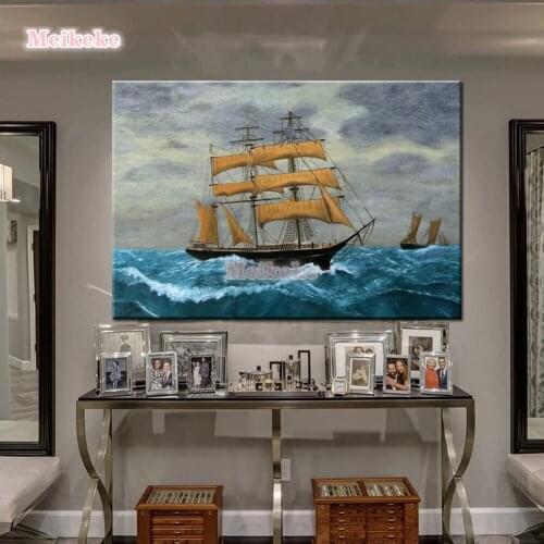 Div 5D Sailboat Sea Ocean Wave Full Diamond Painting cross stitch kits art High Quality artist 3D paint by diamonds mosaic gift