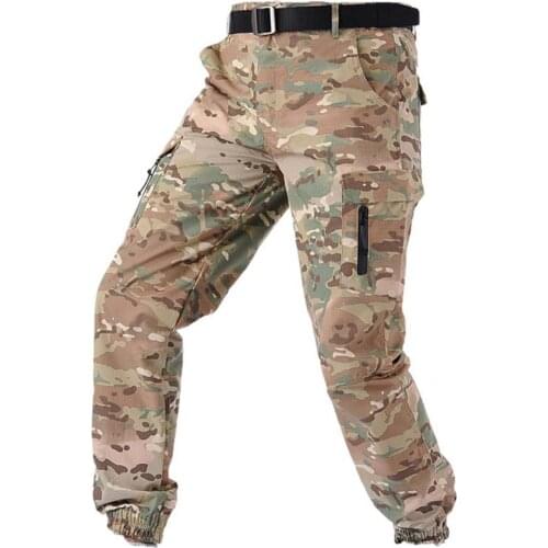Long Skin-friendly Ankle Tied High Waist Men Cargo Pants for Outdoor Sports