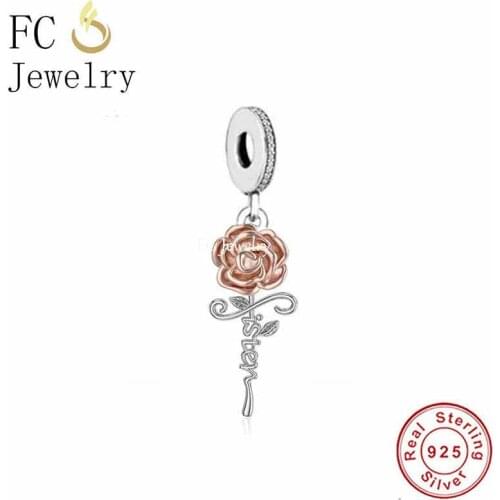 FC Jewelry Fit Original Pandora Charm Bracelet 925 Silver Sister is Beautiful As Flower Bead For Making Women Berloque 2021 DIY
