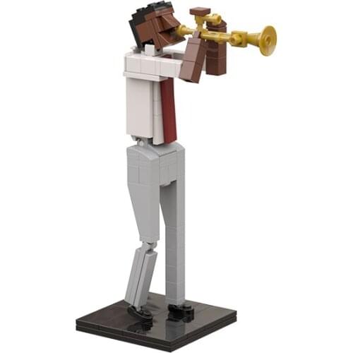 MOC DIY Bricks Musical Instrument Trumpeter Creativy Education Blow the horn Instrument Building Blocks Toys for Children Gfit