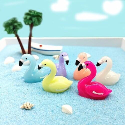 Colorful Swan Biard Ornament Gift Mini Statue Model Craft Bonsai Decor Miniature Home Fairy Garden Decoration DIY Accessories