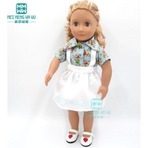 Doll clothes for 43cm new born doll accessories and American doll printed shirt + strap dress