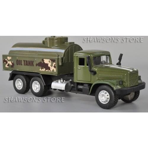 1:43 Scale Diecast Military Vehicle Model Toy Ukraine KrAZ 256B Tanker Truck Pull Back Replica w/ Sound & Light