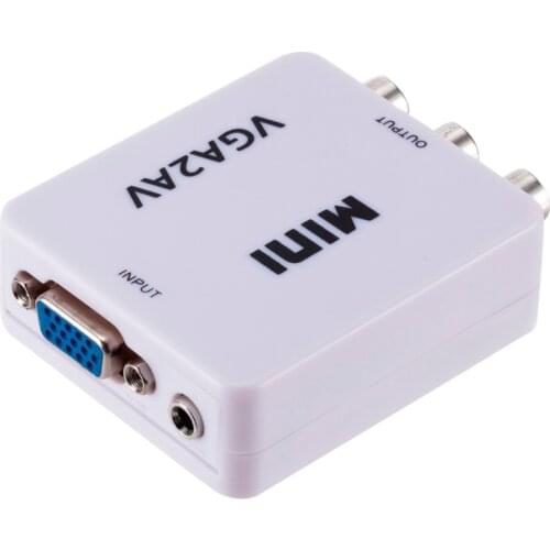 VGA2AV 1080P VGA to AV Mini Converter Scaler Adapter Support 1080P VGA2AV Converter PC to TV HD Computer to TV