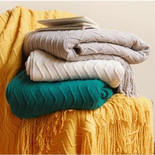 Multi-functional Throw Blanket INS Fashion Tassels Knitwear Blanket Bed Sofa siesta Air conditioner travel Blanket shawl