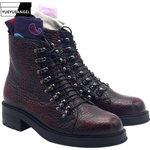 Men Retro Genuine Leather Boots Fashion Luxury Round Toe Top Quality Ankle Boots 2019 Autumn Casual Shoes Male Footwear