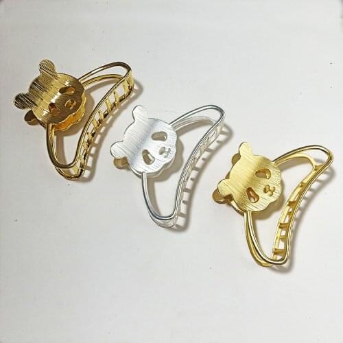 Newest Crab for Hair Quality Metal Alloy Golden Hair Claw Clips Cartoon Bear Shape Tail Holders Large Size Hairgrips 8 Cm