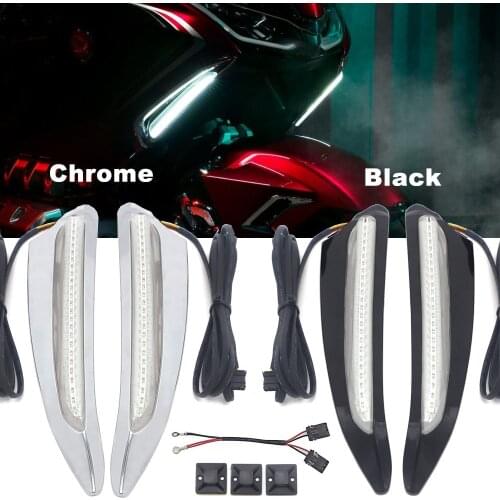 NEW For HONDA GL1800 Golden Wing 2018-UP Front Lighted Vent Trim LED Turn Signal Kit in BLACK And Chrome