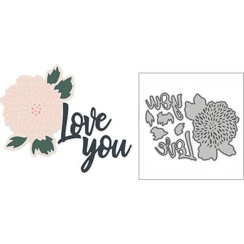 New Love You Peony Flower Word 2020 Metal Cutting Dies for DIY Scrapbooking and Card Making Decorative Embossing Mold No Stamps
