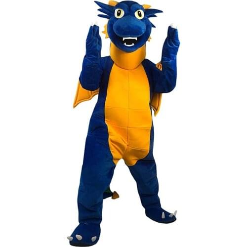 Plush Blue Dragon Mascot Costume Cute Unisex Animal Cosplay Costumes Cartoon Character Clothes Business Mascots Party Halloween