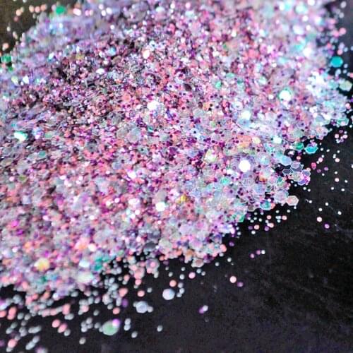 Purple Pink Hexagon Flakes Acrylic Powder Dust UV Gel Design 3D Tips Decoration Manicure Nail Art