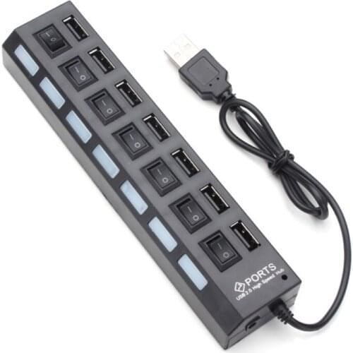 QUWIND 7 Ports USB 2.0 HUB Expansion Splitter Adapter