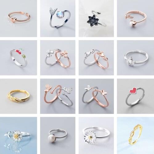 PONYKISS S925 Romantic Sterling Silver Cute adjustable Ring for Woman Jewelry Prevent Allergy Minimlist chic Accessory Gift