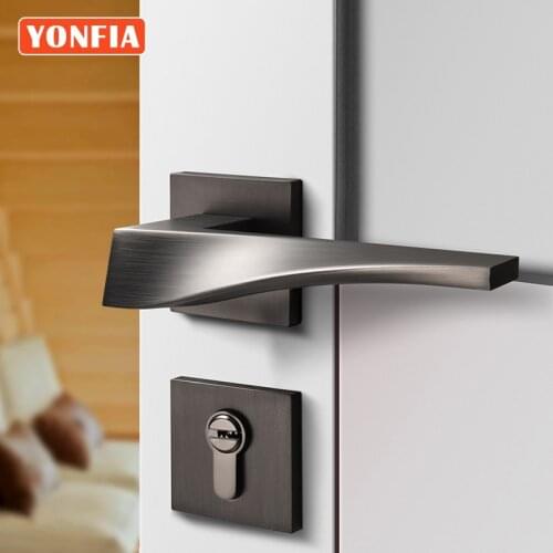 YONFIA 8041 Black Brushed nickel Modern Design Lever Door Handle Home Hotel Interior for Privacy Internal Door Handle Black