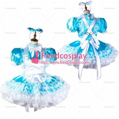 Sissy maid satin dress lockable Uniform cosplay costume Tailor-made[G2118]