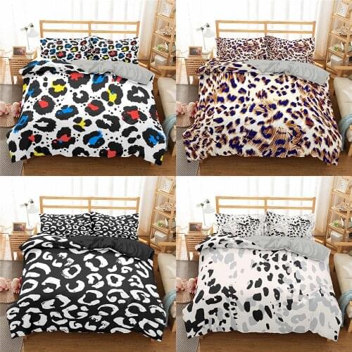 Modern Nordic 3D Leopard Bedding Sets Duvet Cover Twin Queen King Size Comforter Bedding Cover US Free Shipping Home Textiles