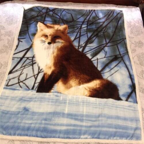 3D arctic fox brown bear wolf print super warm flannel fluff sofa travel plush blanket sofa bed travel soft blanket