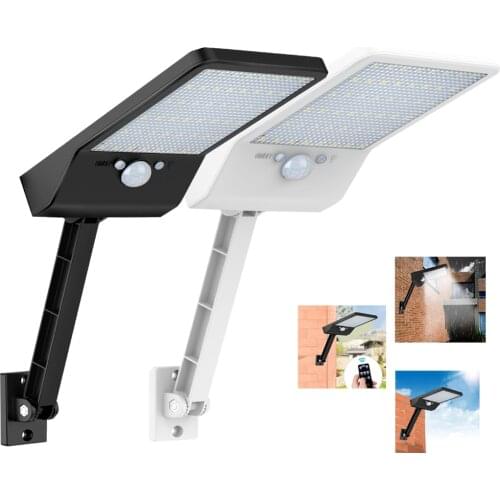 Solar-LED-Garden-porch-Wall-Lamp yard-path-flood-Light Gutter Waterproof Ip65 Rotab Motion Sensor Powered Remote control&3