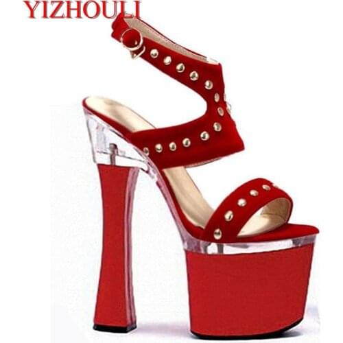 18CM with sexy high-heeled sandals shoes ankle seven inches rivet pole dancing shoes with high heels Dance Shoe