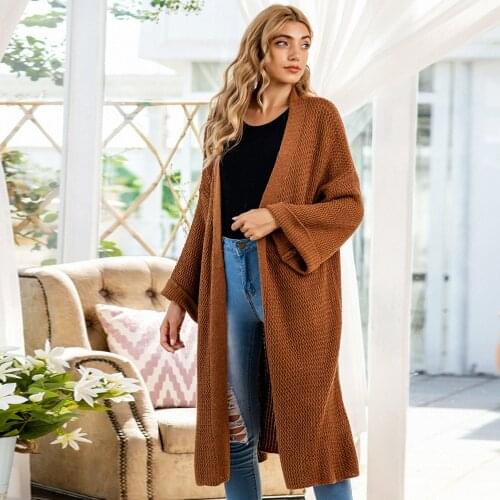 Urifens Autumn Winter 2021 Korean Chic Oversized Long Sweater Jacket Women Casual Loose Batwing Sleeve Knitted Cardigan BW13U