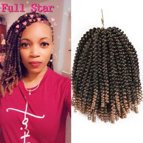 Full Star Spring Twist Crochet Braids 8“ 110g Hair Extension Ombre Crochet Synthetic Braiding Hair Jamaica Bounce Fluffy Twist