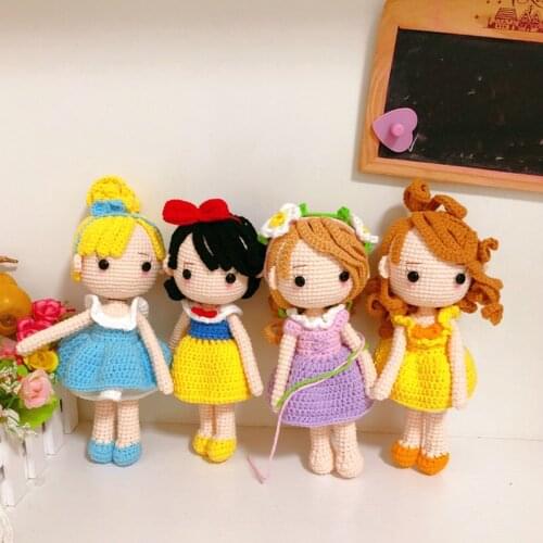 Knitting Dolls Hand Cinderella Snow White princess doll Dolls Crochet Yarn Handmade Knitted Toy finished Knit FabricToy present