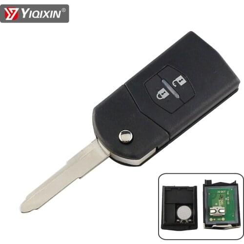 YIQIXIN 2 Button Upgraded Flip Remote Car Key For Mazda 2 3 6 CX7 CX9 RX8 Visteon CX-10 433MHz 4D63 Chip Uncut Blade Auto Parts