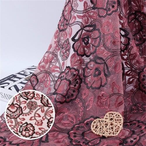 Mesh Tulle Net Lace Fabric 2yards/Lot Embroidered Flower Two-Color DIY Women Dress Tablecloth Sewing Accessories V2818
