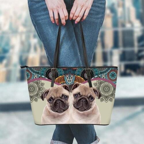 FORUDESIGNS Bohemian Animal Pug Dog Cat 3D Handbags Women Luxury 2020 Casual Large Pu Leather Female Crossbody Bag Bolsa Femme