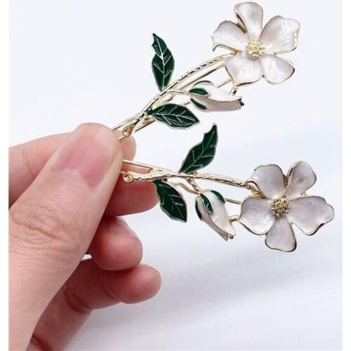 Temperament Sweet Metal Texture Drip Oil Flower Frog Clip Female Headdress Fashion Womens Hairpins Hair Accessories