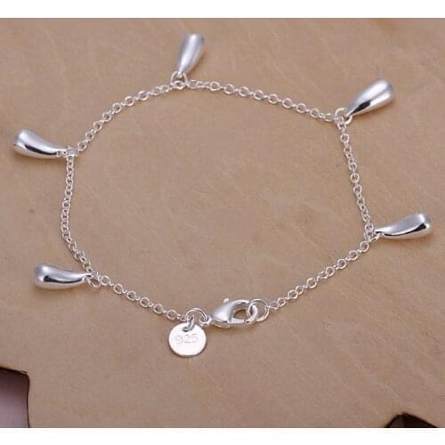 Wedding women lady cute silver color charm five drop bracelets new hot high quality fashion jewelry Christmas gifts H218