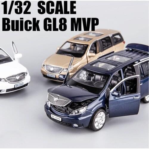 1:32 Buick GL8 MVP Commercial Car Alloy Model Simulation Metal 6 Door Sound and Light Pull Back Car Boy Toy Free Shipping