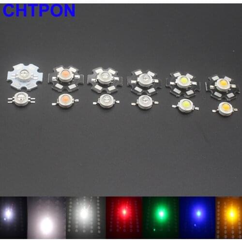 1W 3W Warm/White/blue/ Royal Blue red/green/yellow/660nm UV Violet RGB High Power LED Chip Light with PCB or not pcb