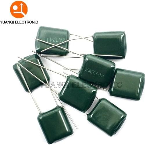 20pcs Polyester film capacitor 100V 120nF 150nF 220nF 330nF 470nF 2A124J 2A154J 2A224J 2A334J 2A474J
