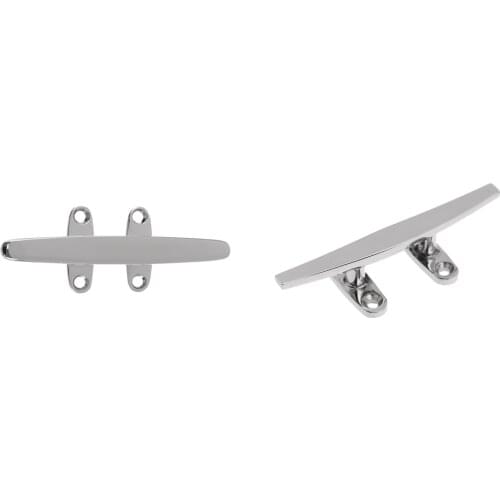 2x Boat Open Base Cleat 5-inch+6-inch, Heavy Duty Marine Grade 316 Stainless Steel Mooring Accessories - 12mm+15mm