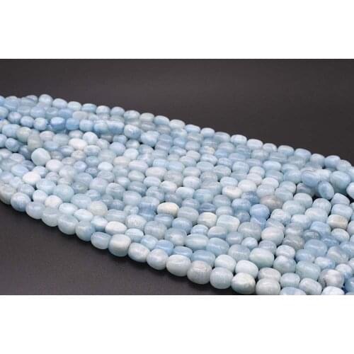8-13mm AA Natural Smooth Aquamarine irregular Oval Stone Beads For DIY necklace bracelet jewelry making 15 "free delivery