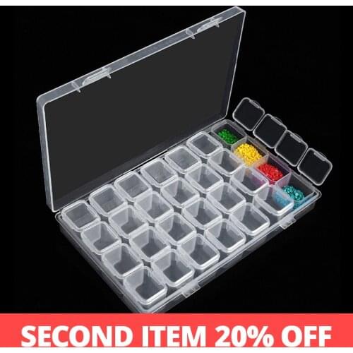 Diamond Painting Accessories 28 Grid Box Transparent DIY Embroidery Cross Stitch Tool Set Household Small Parts Storage