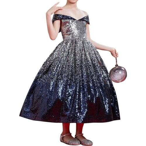 New Flower Girl Dresses Ball Gown Sequined Off the Shoulder First Pageant Communion Gowns Princess Dresses Custom