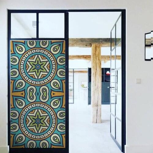 No glue colorful Mandala Window film Frosted Privacy Glass Door Sticker Home Decor Digital print GS035
