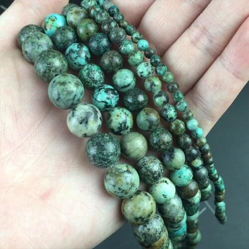 Natural Stone African Turquoises Loose Spacer Beads For Jewelry Making DIY Bracelet Necklace Accessories 15''4/6/8/10/12mm