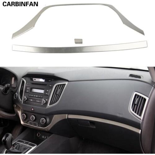 Stainless steel Dashboard Central Control Console Air Conditioning Panel Cover Trim Strip For Hyundai Creta ix25 2015 2016 2017