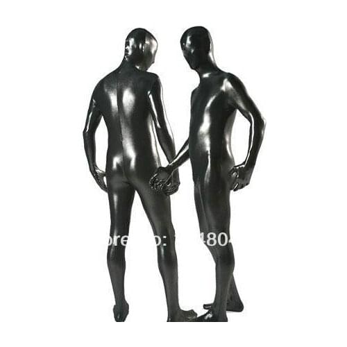 Black Fullbody Catsuit Shiny Metallic Zentai Suit