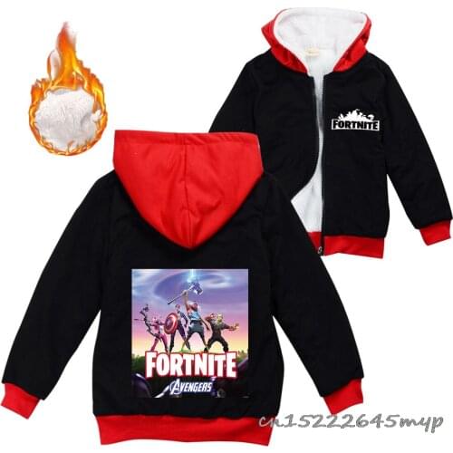 Baby Boys Fortnite Clothes Childrens Parkas Jacket for Girls Winter Fur Coat with Zipper Kids Warm Thick Velvet Hooded Outwear